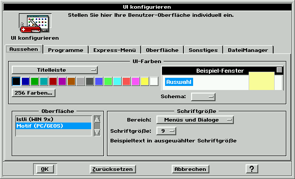 ScreenShot UI konfigurieren